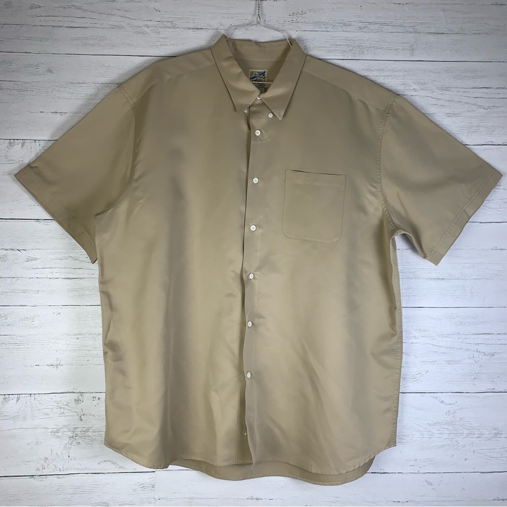 Vintage Travel Smith beige button front shirt size XXL chest pocket